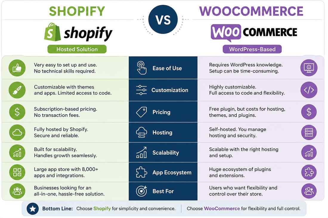 Shopify vs WooCommerce comparison for retail businesses